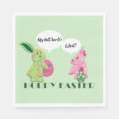 Grappige groene roze Paashaas Illustratie Servet (Voorkant)