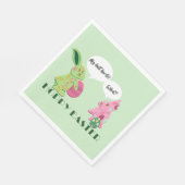 Grappige groene roze Paashaas Illustratie Servet (Hoek)