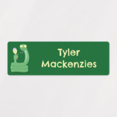 Grappige groene slang met maraca cartoon gepersona labels (Design 1)
