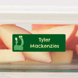 Grappige groene slang met maraca cartoon gepersona labels