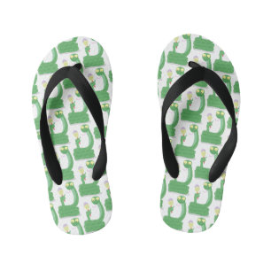 Grappige groene slang met maraca-cartoon kinder teenslippers