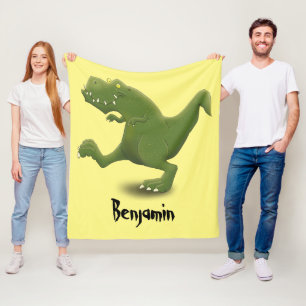 Grappige groene t rex dinosaurus cartoon illustrat fleece deken