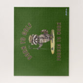 Grappige groene wasbeer golf legpuzzel (Verticaal)