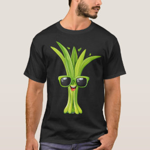 Grappige Groente Prei Gezicht Met Zonnebril T-shirt