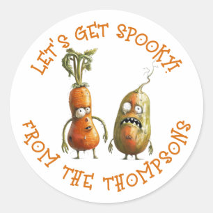 Grappige groenten Halloween Ronde Sticker