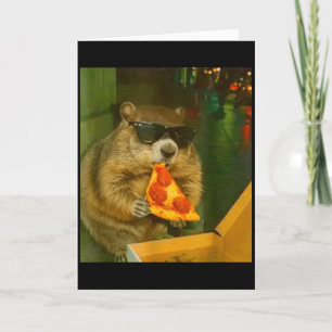 Grappige Grondhaas Woodchuck die Pizza eet Knaagdi Kaart