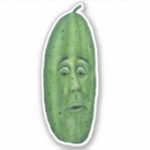 Grappige grote groene augurk met verrast gezicht sticker (Voorkant)
