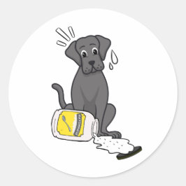 Grappige grote hond gemorste mayonaise ronde sticker