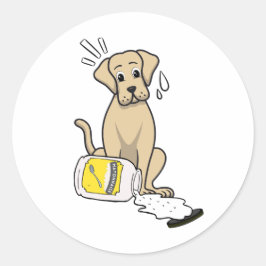 Grappige grote hond gemorste mayonaise ronde sticker