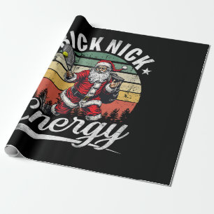 Grappige Grote Nick Energie Kerstman Tennis Kerstm Cadeaupapier
