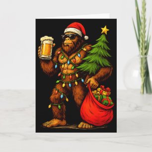 Grappige Grote Voet Kerstman Hoed Drank Kerstboom Kaart