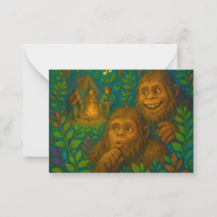 Grappige grote voetgeluiden in Bossen Fantasy Art Notitiekaartje