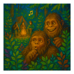 Grappige grote voetgeluiden in Bossen Fantasy Art Perfect Poster