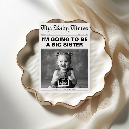 Grappige grote zus krant zwangerschap aankondiging