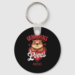 Grappige Groundhog Day Martini-ontwerp Groundhogs Sleutelhanger
