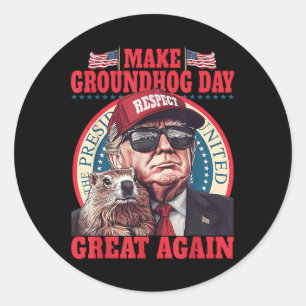 Grappige Groundhog maken Groundhog Day weer geweld Ronde Sticker