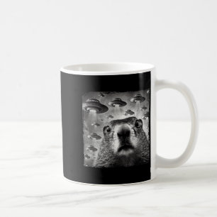 Grappige Groundhog Selfie Met Alien Ufos Groundhog Koffiemok