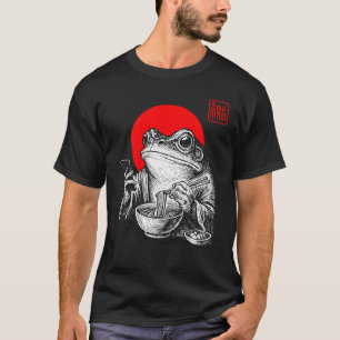 Grappige Grumpy Frog Eet Ramen En Scroll Telefoon T-shirt