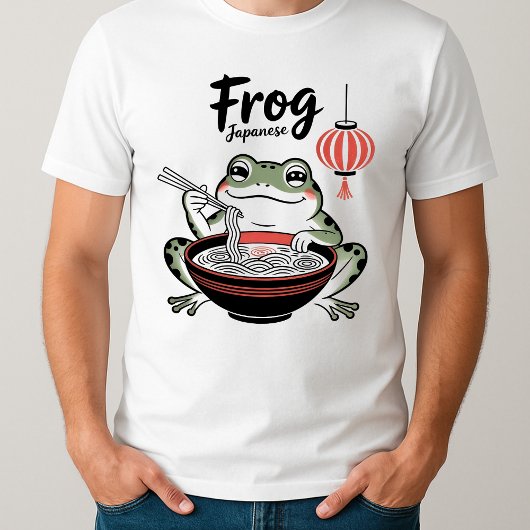 Grappige Grumpy Frog Eet Ramen En Scroll Telefoon T-shirt