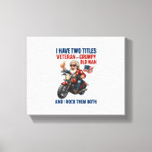 Grappige Grumpy Old Man Veteran Motorcycle Canvas Afdruk (Voorkant)