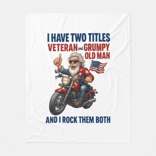 Grappige Grumpy Old Man Veteran Motorcycle Fleece Deken (Voorkant)