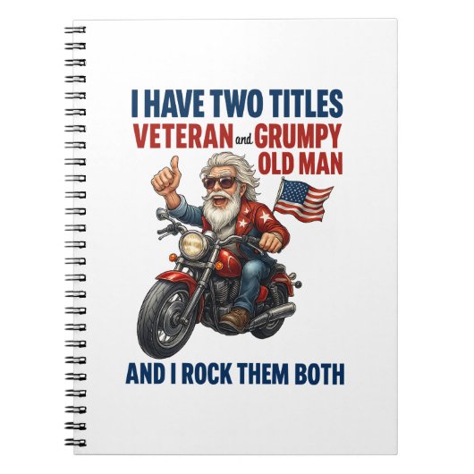 Grappige Grumpy Old Man Veteran Motorcycle Notitieboek (Voorkant)