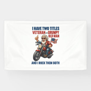 Grappige Grumpy Old Man Veteran Motorcycle Spandoek