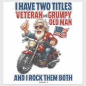 Grappige Grumpy Old Man Veteran Motorcycle Sticker (Vel)