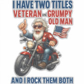 Grappige Grumpy Old Man Veteran Motorcycle Sticker (Voorkant)