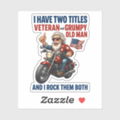 Grappige Grumpy Old Man Veteran Motorcycle Sticker (Vel)