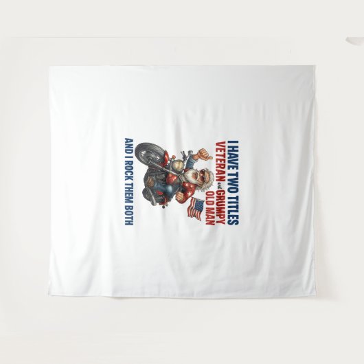 Grappige Grumpy Old Man Veteran Motorcycle Wandkleed (Voorkant (horizontaal))