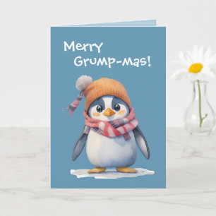 Grappige Grumpy Penguin Grinch Kerstvakantie Kaart