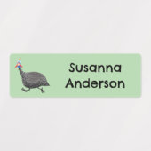 Grappige Guineafowl vogel cartoon gepersonaliseerd Labels (Design 1)