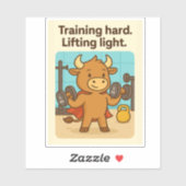 Grappige Gym Bull "Training Hard" Bullio Ontwerp Sticker (Vel)