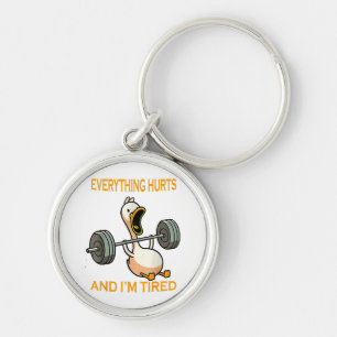 Grappige gym eend citeren alles doet pijn en ik be sleutelhanger