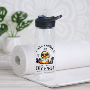 Grappige Gym Eend "Ik Huil Eerst" Fitness Waterfle Waterfles