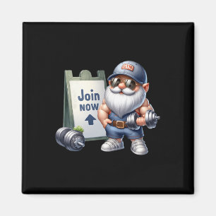 Grappige Gym Gnome Graphic Met Dumbbells Voor Mann Magneet