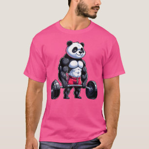 Grappige Gym Panda Bodybuilder Gewichtheffen Motiv T-shirt