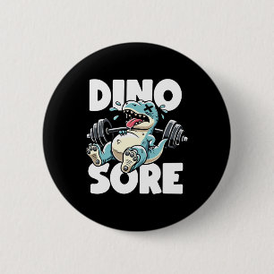 Grappige gym workout dinosaurus gewichtheffen gym ronde button 5,7 cm