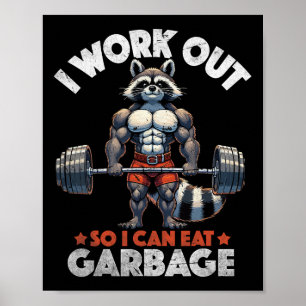 Grappige Gym Workout Spierwasbeer Gewichtstraining Poster