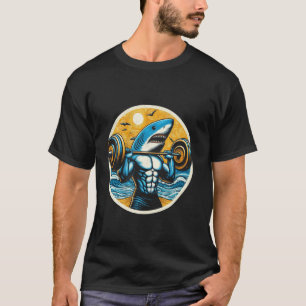 Grappige haai die gewichten tilt sportschool worko t-shirt