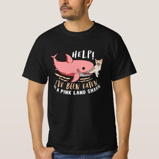 Grappige haai en kat gecombineerd t-shirt (Voorkant)