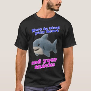 Grappige haai hier om je hart en snacks te stelen t-shirt