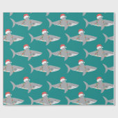 Grappige haai kerst cadeaupapier (Vlak)