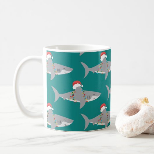 Grappige haai kerst koffiemok (Met donut)