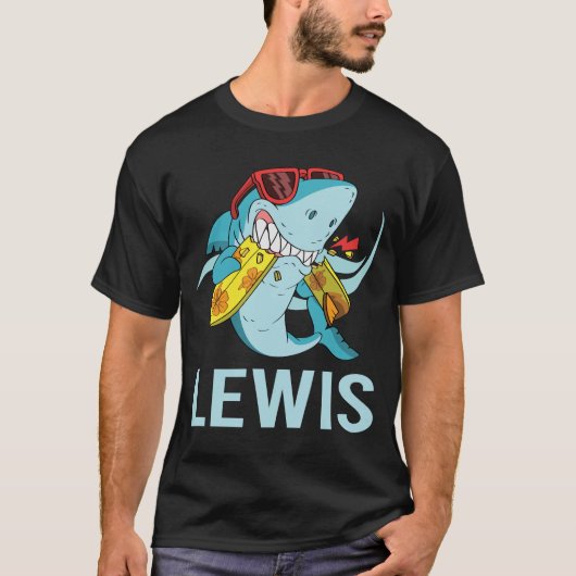 Grappige Haai - Lewis Naam T-shirt (Voorkant)