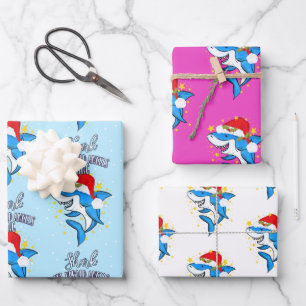 grappige haai met de herald angel die kerstkaart g inpakpapier vel