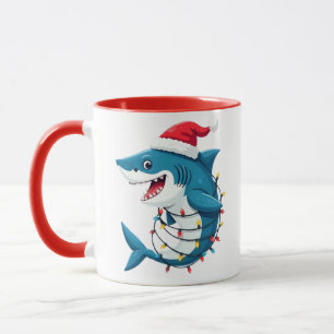 Grappige haai met kerstmuts van de Kerstman Mok