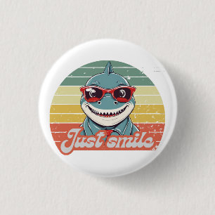Grappige haai nodigen je uit om te glimlachen ronde button 3,2 cm