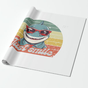 Grappige haai nodigt je uit om te glimlachen cadeaupapier